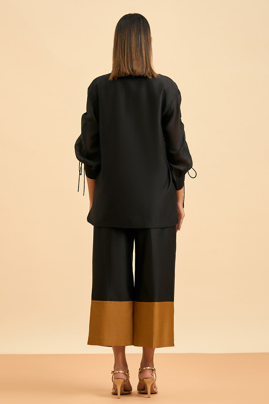 Black Ginkgo Embroidered Shirt & Pant Co-Ord Set