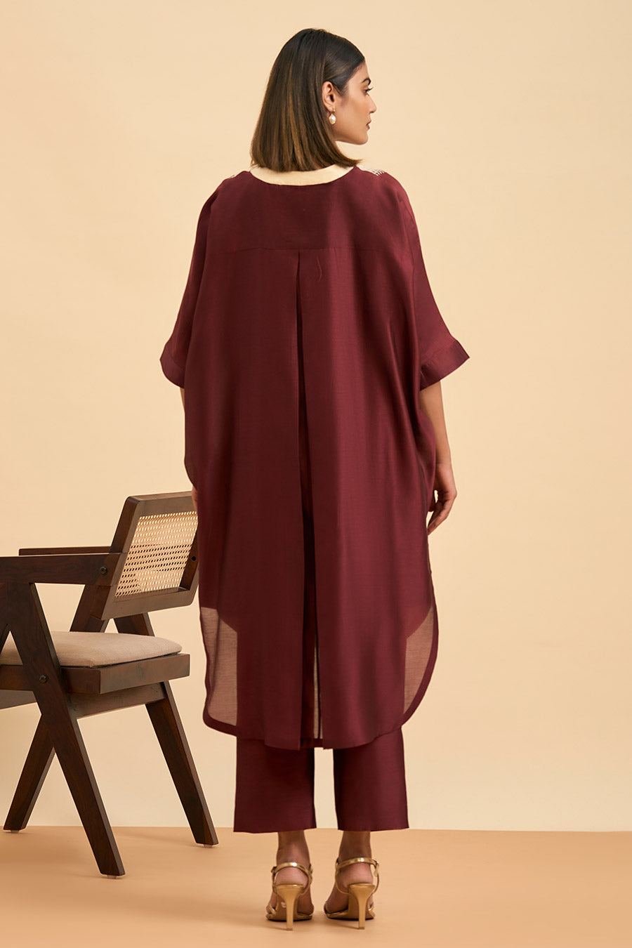 Ivory & Maroon Mystique Kurta & Pant Set