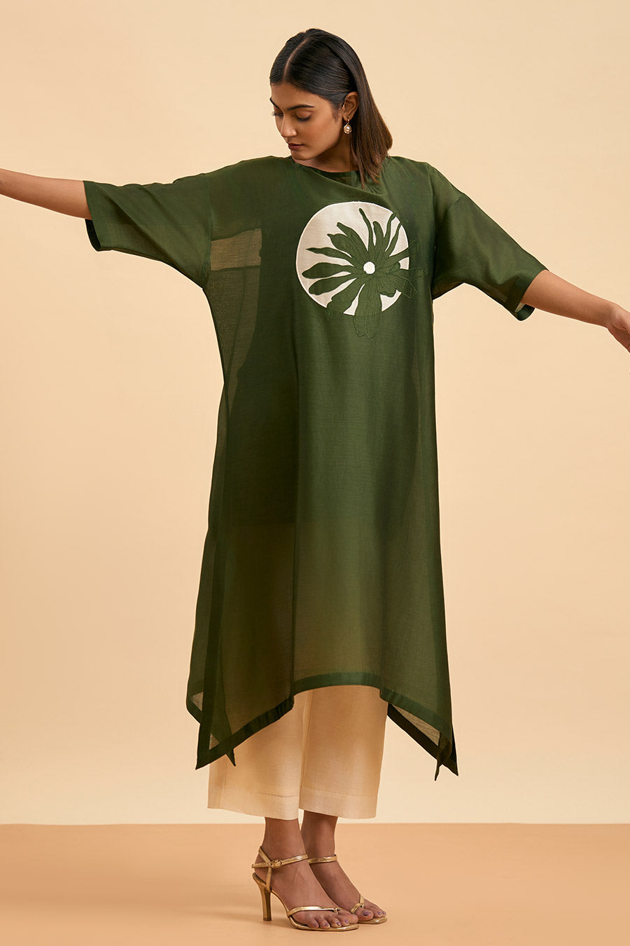 Olive Green Elegance Applique Kurta & Pant Set