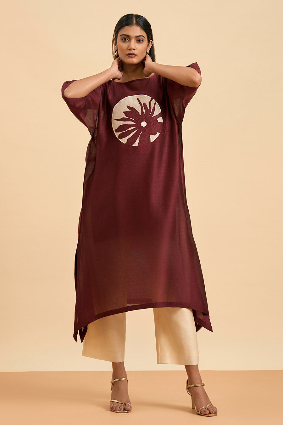 Maroon Elegance Applique Kurta & Pant Set