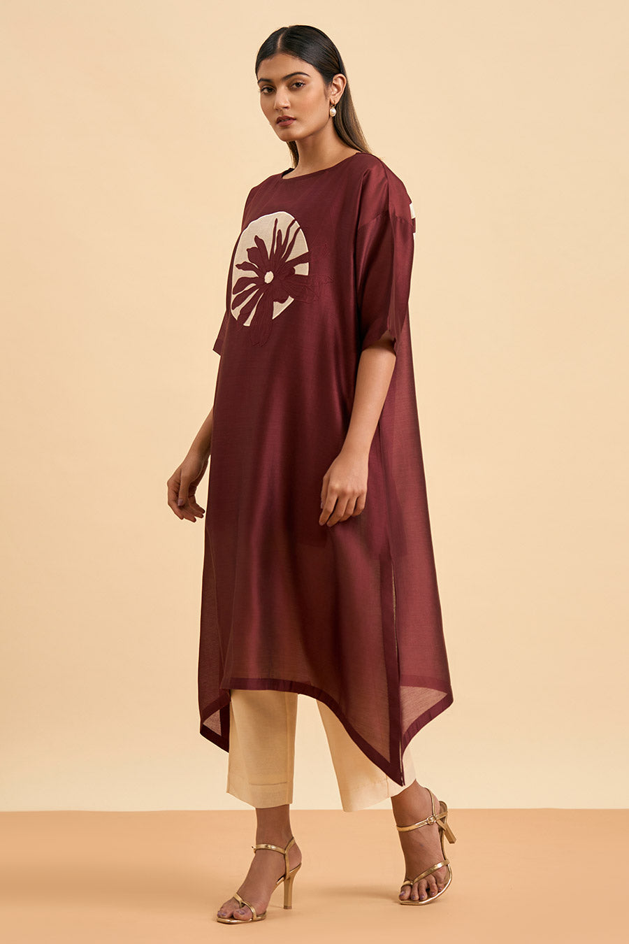 Maroon Elegance Applique Kurta & Pant Set