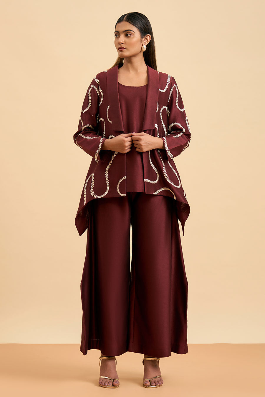 Maroon Harmony Embroidered Jacket