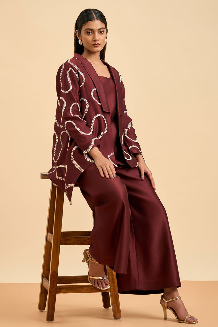 Maroon Harmony Embroidered Jacket