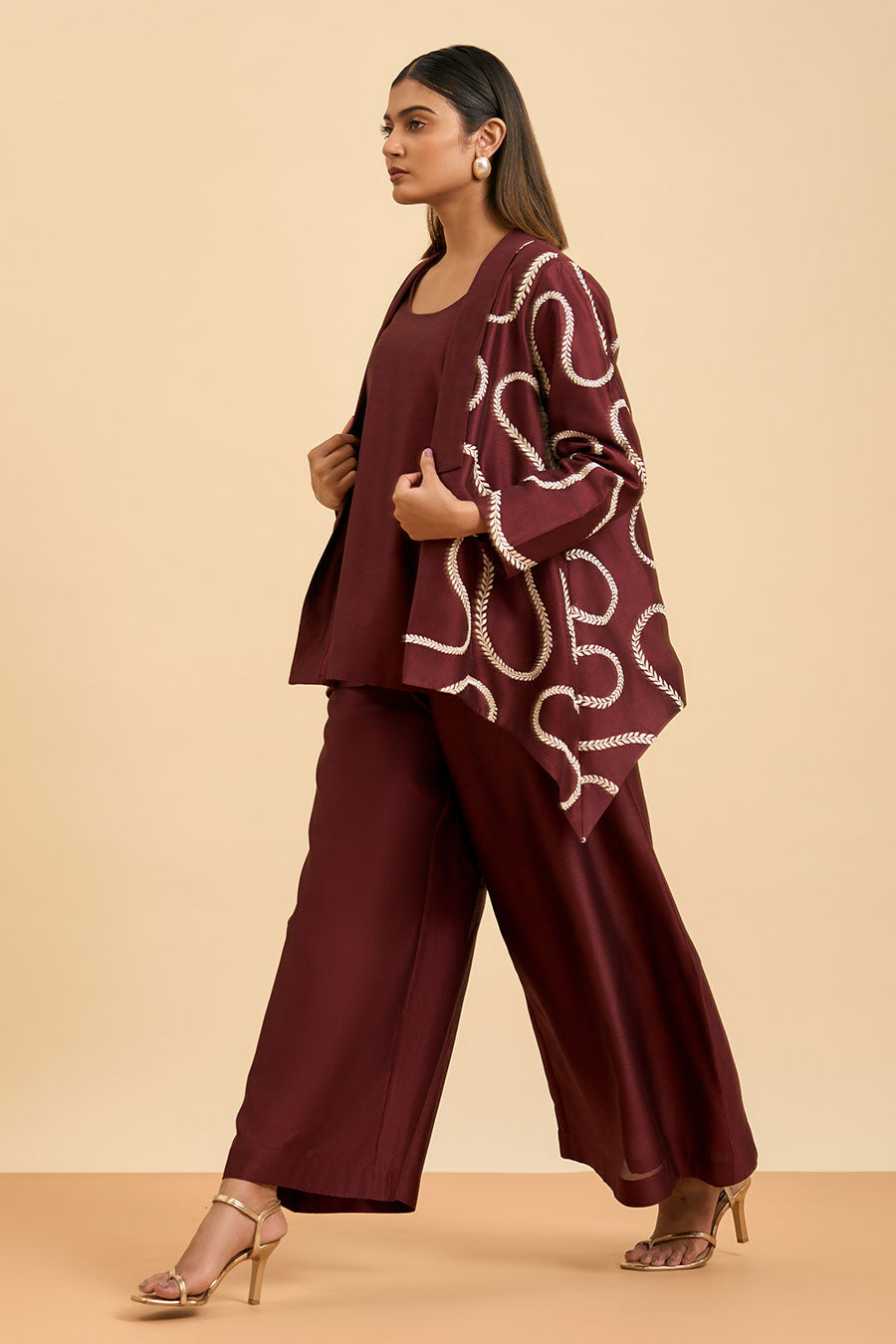 Maroon Harmony Embroidered Jacket