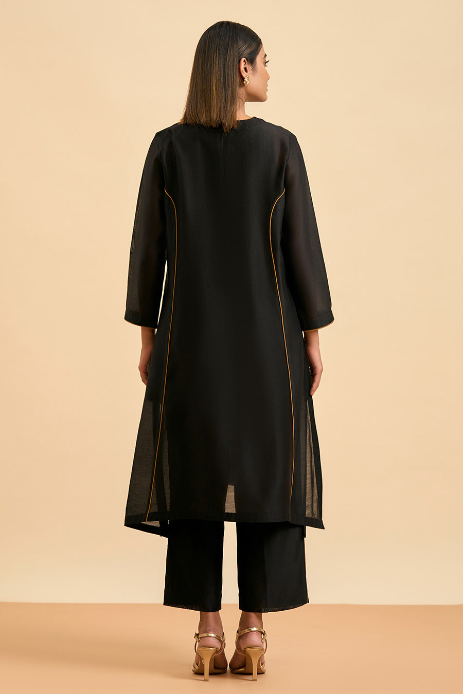 Black Golden Nights Embroidered Kurta & Pant Set