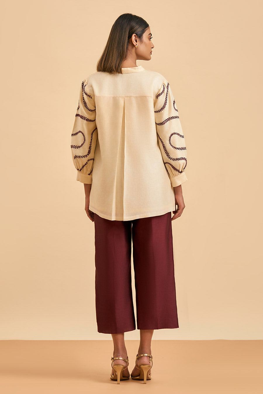 Ivory & Maroon Embrace Shirt & Pant Co-Ord Set