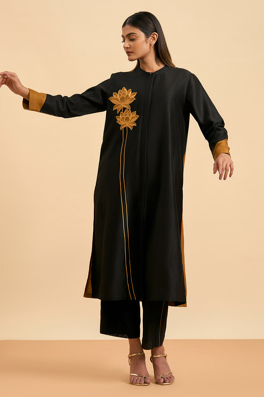 Black & Gold Allure Embroidered Kurta & Pant Set