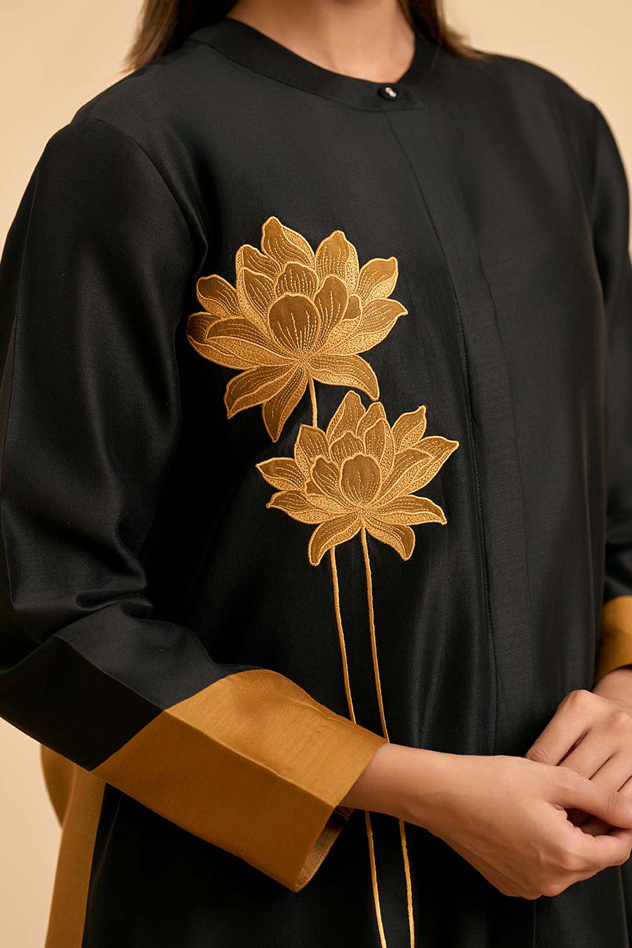 Black & Gold Allure Embroidered Kurta & Pant Set