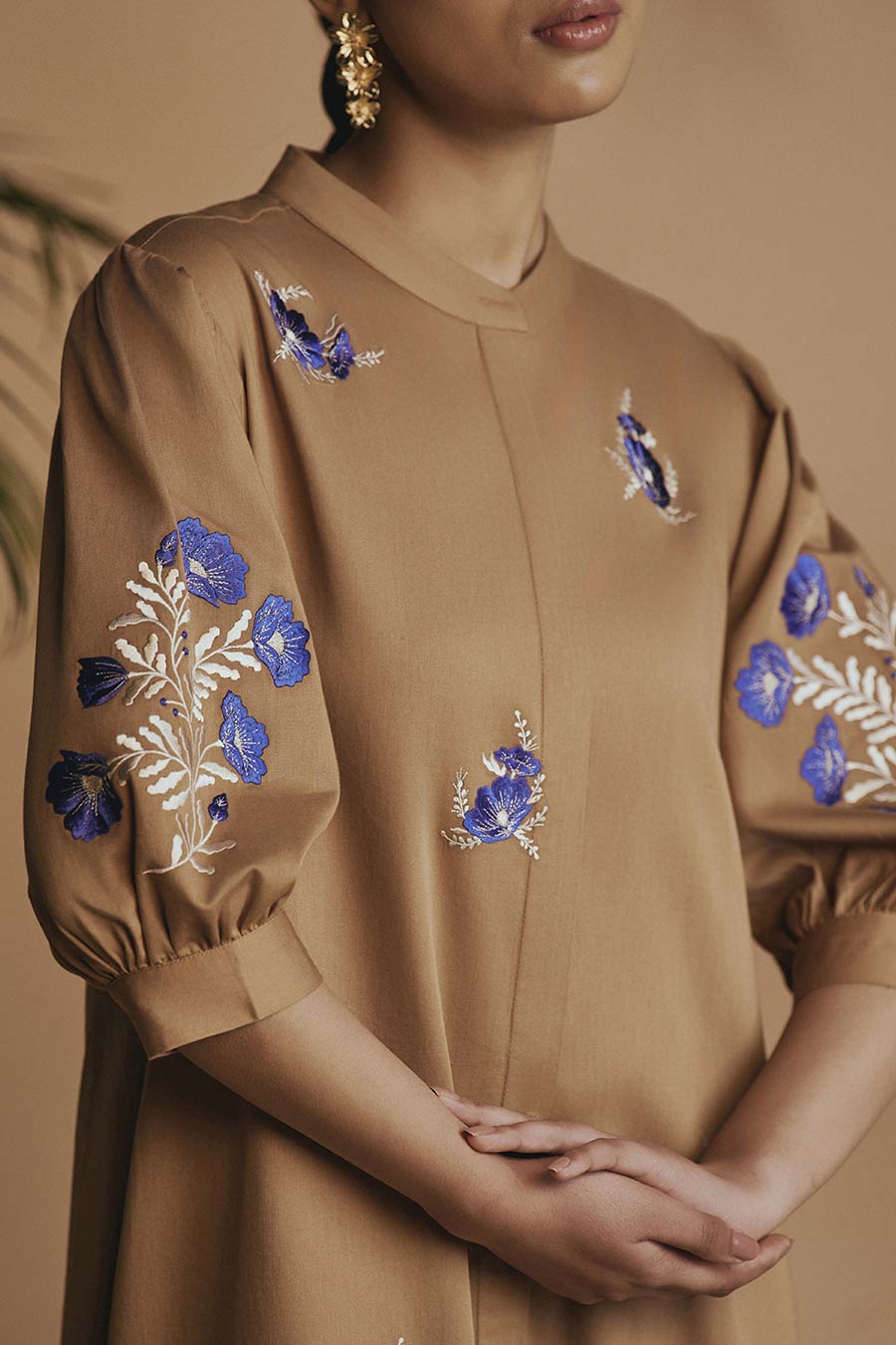Brown Savanna Embroidered Midi Dress