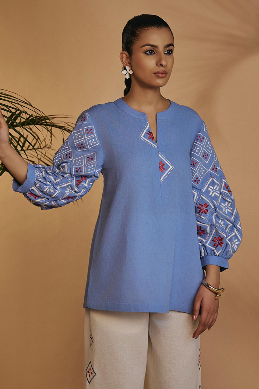 Blue & Ivory Rainforest Embroidered Co-Ord Set
