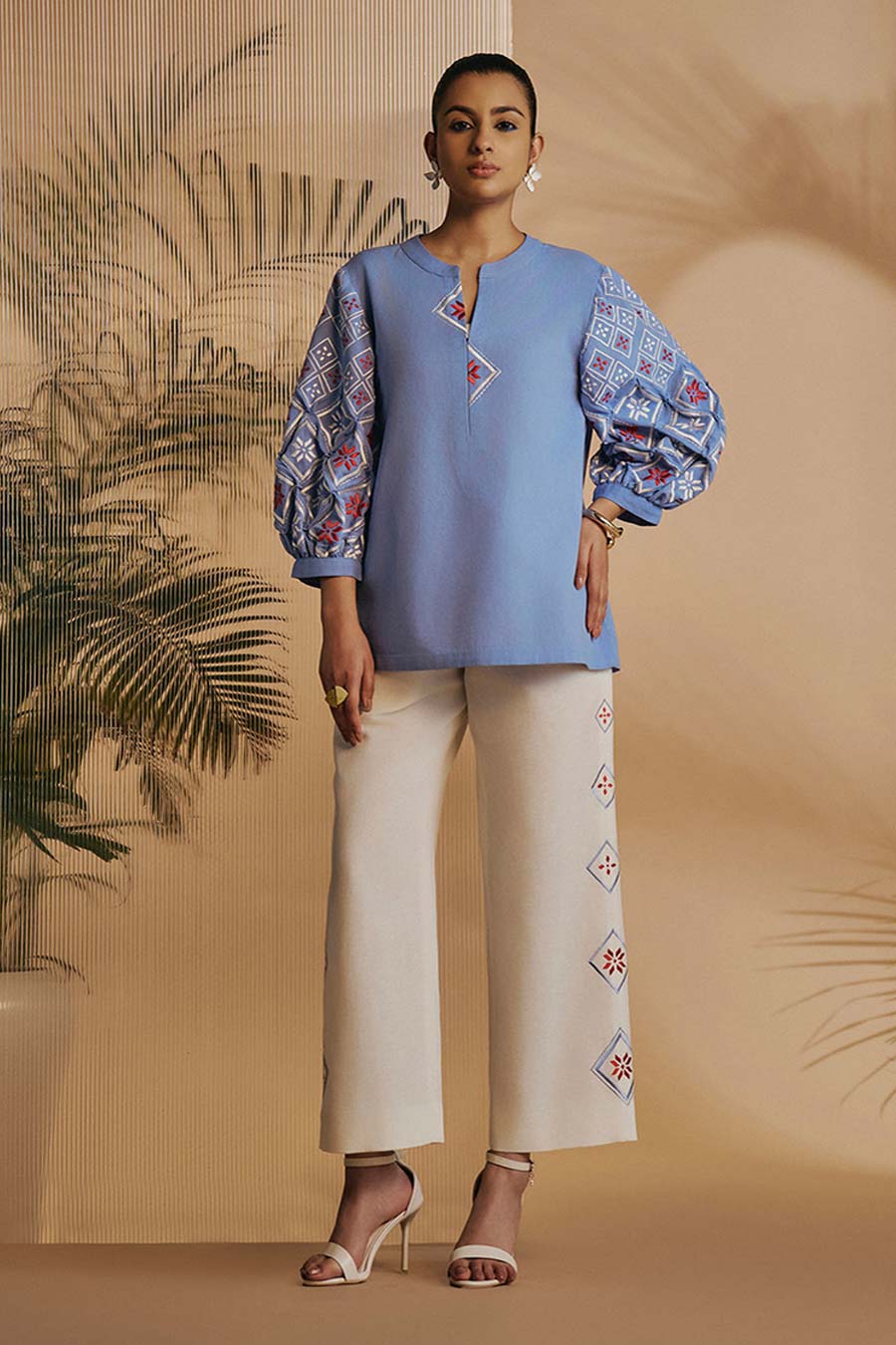 Blue Rainforest Embroidered Top