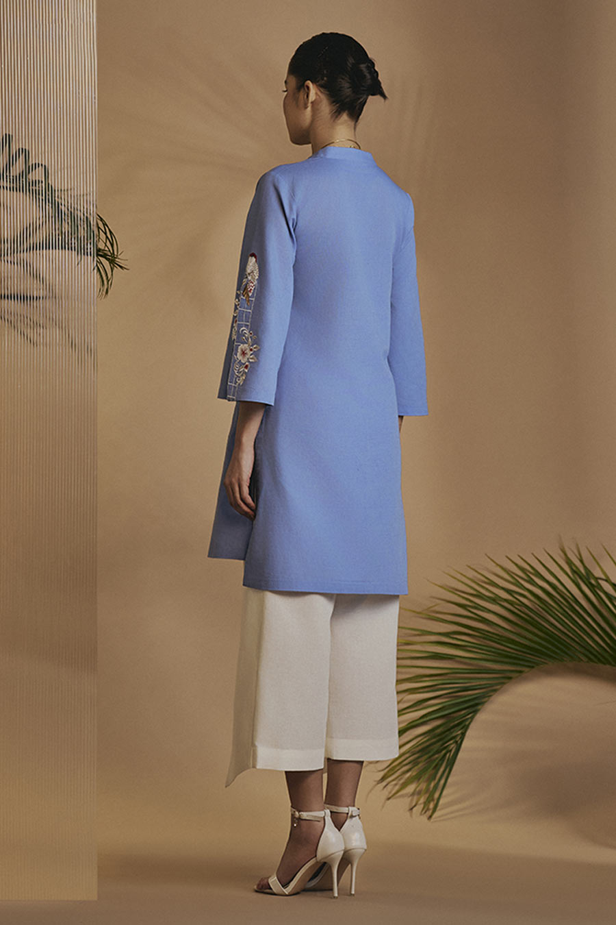 Blue Bird Escape Embroidered Tunic