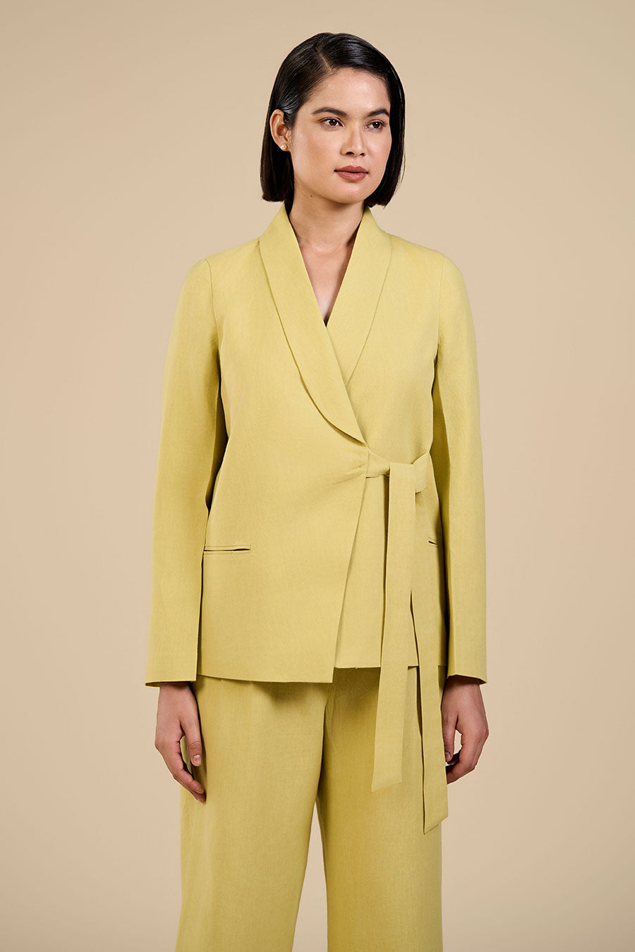 Lime Green Jade Knot Blazer & Pant Co-Ord Set