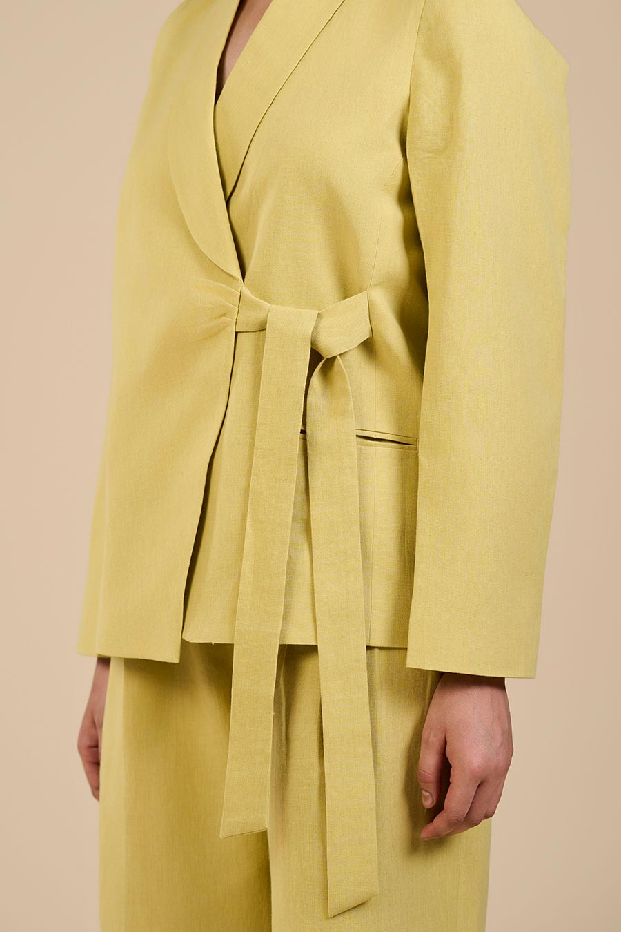 Lime Green Jade Knot Blazer & Pant Co-Ord Set