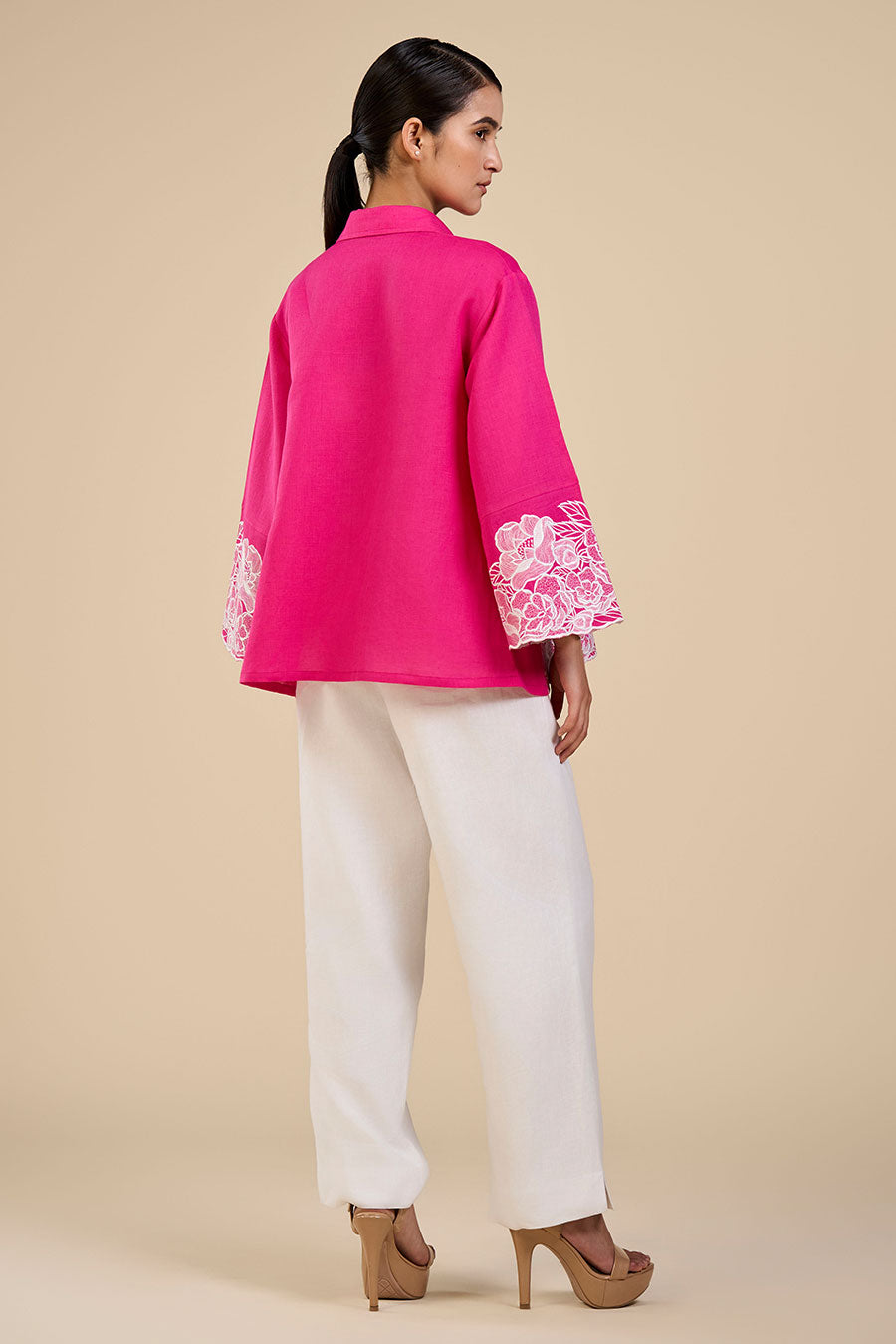 Fuchsia Pink Petal Garden Shirt & Pant Co-Ord Set