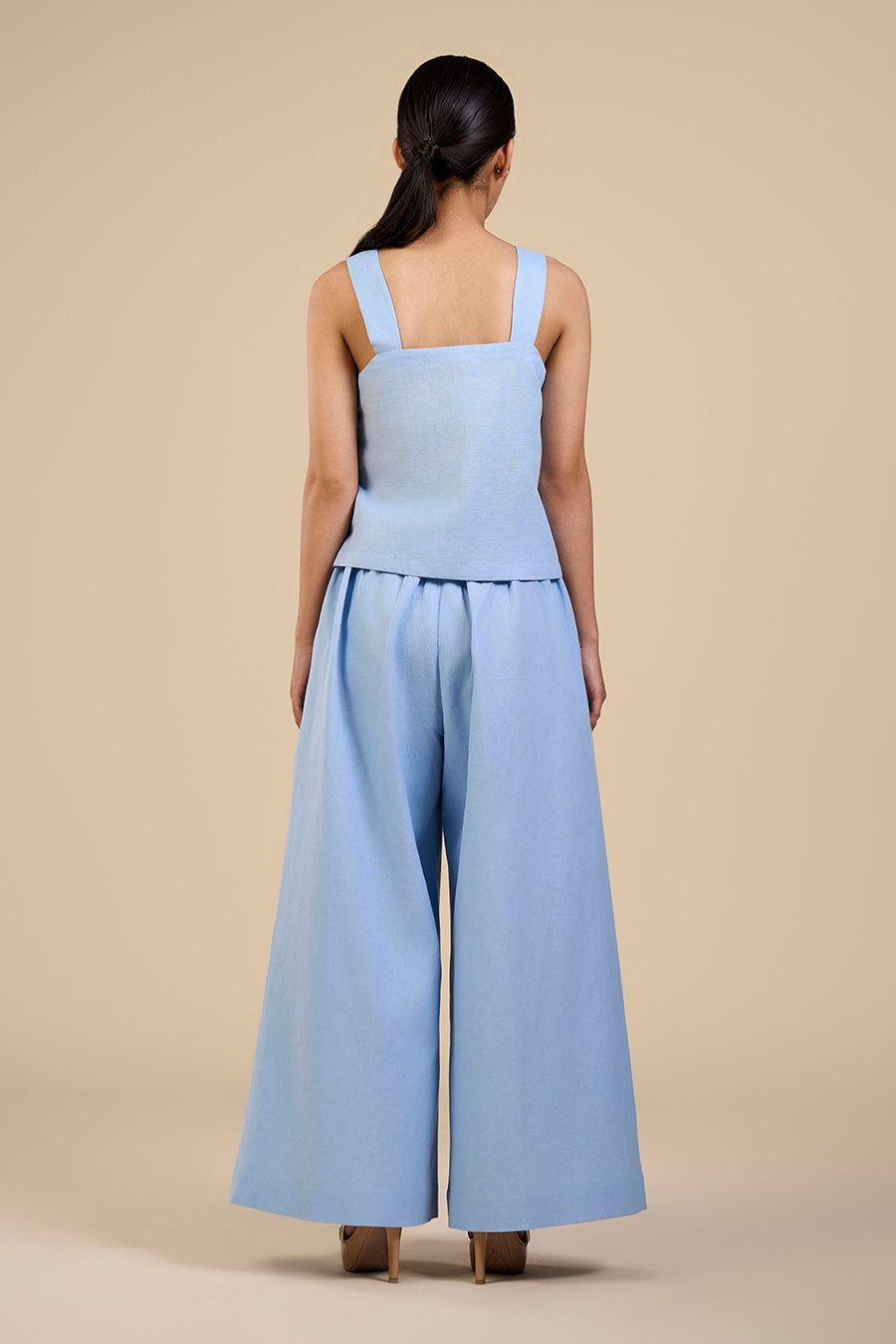 Ice Blue Rose Flared Pant