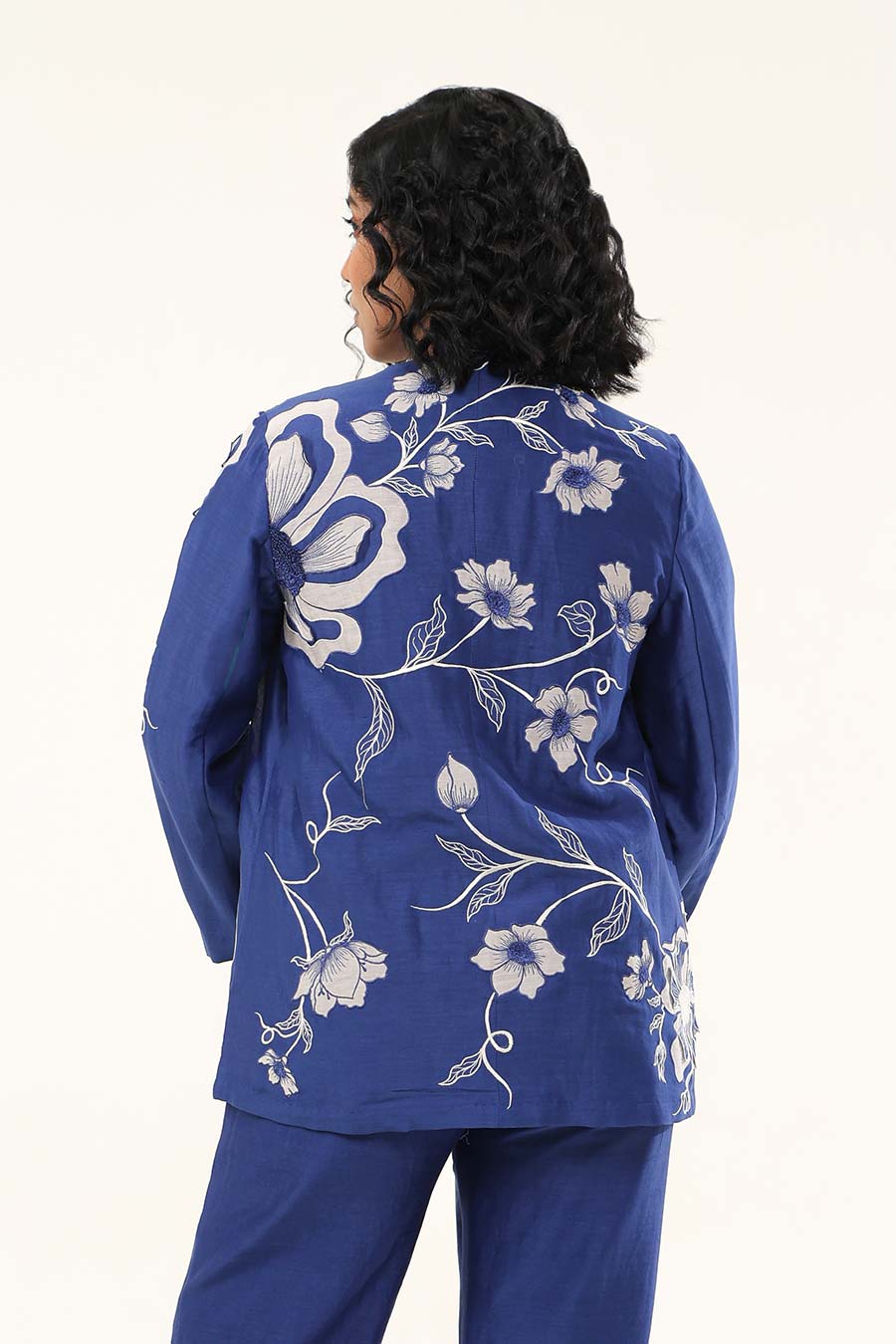 Blue Petunia Petal Embroidered Jacket