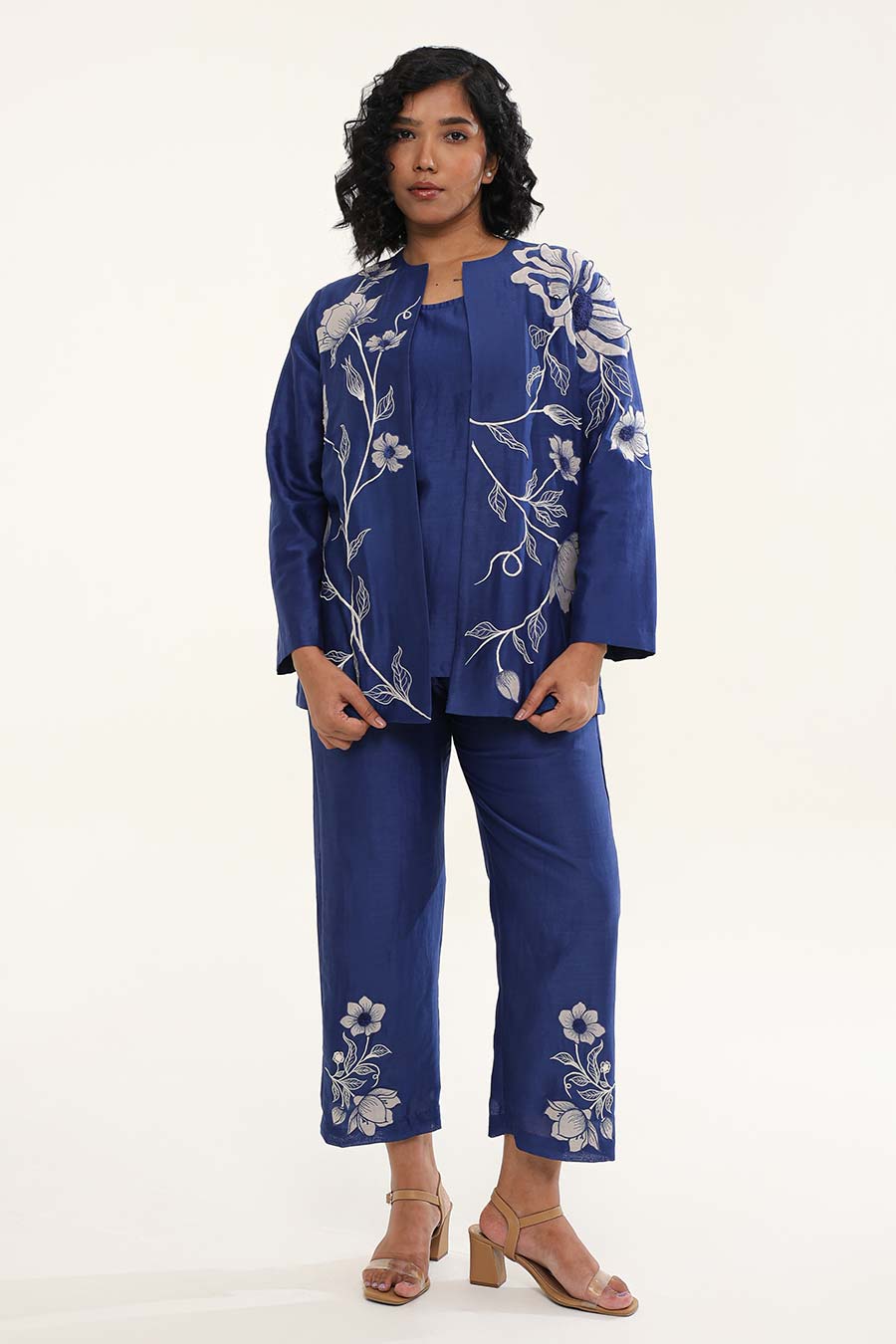 Blue Petunia Petal Embroidered Jacket
