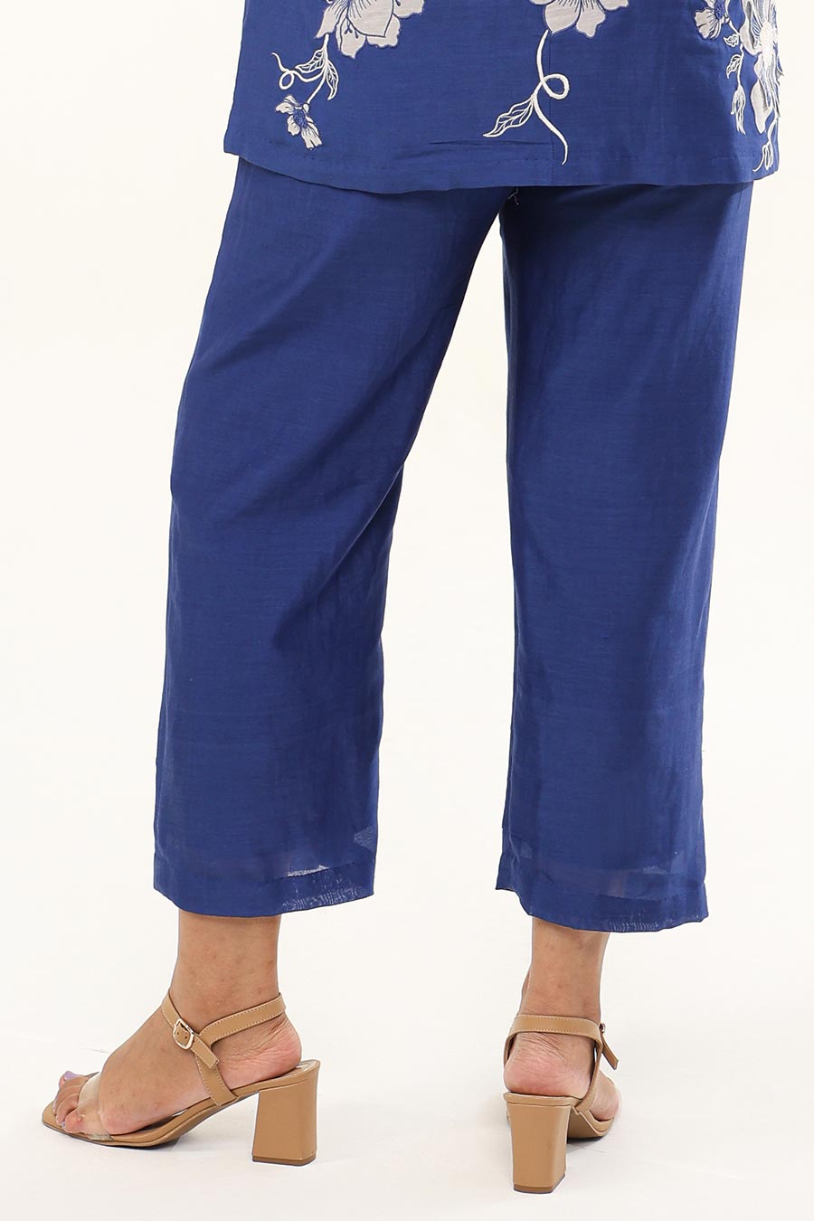 Blue Petunia Petal Embroidered Pant