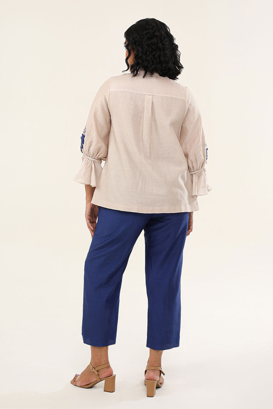 Off-White & Blue Jasmine Embroidered Co-Ord Set