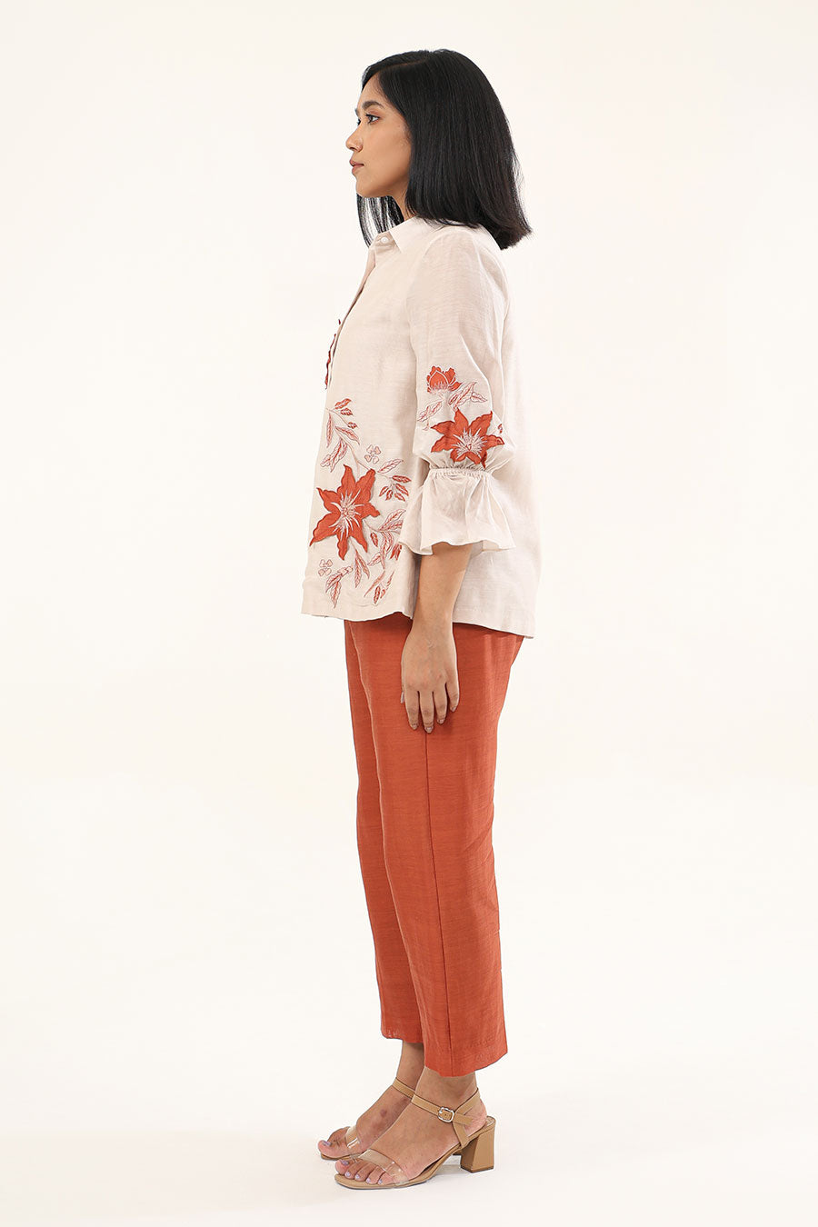 Off-White & Rust Jasmine Embroidered Co-Ord Set