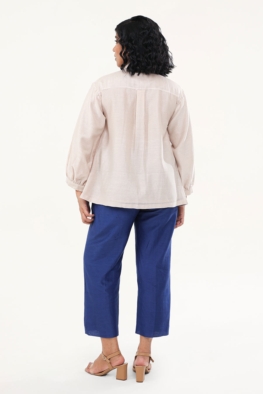 Off-White & Blue Zinnia Embroidered Co-Ord Set
