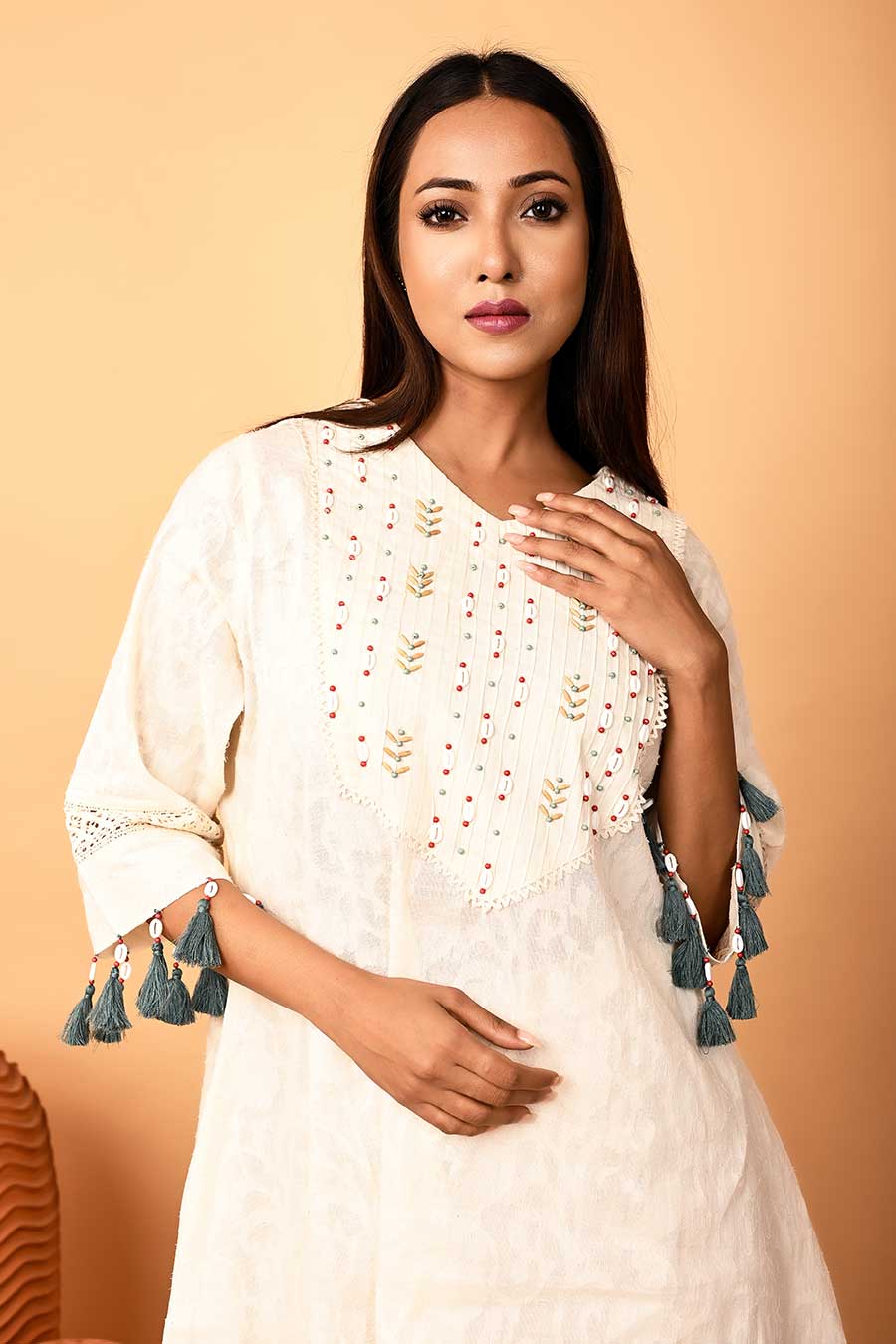 Ivory Hand-Embroidered Kurta