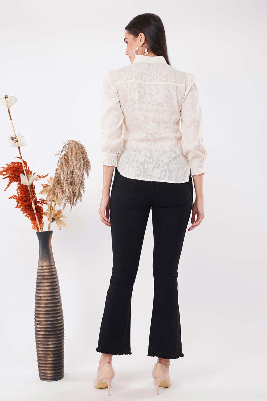 Ivory Cotton Embroidered Top