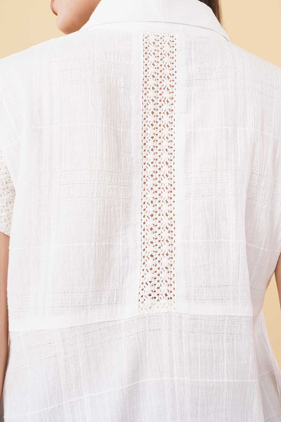 White Embroidered Knot-Neck Top