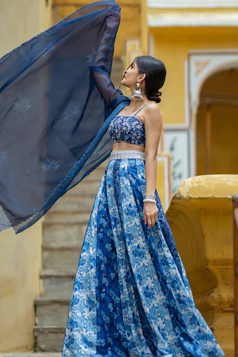 Noori Blue Kali Lehenga Set