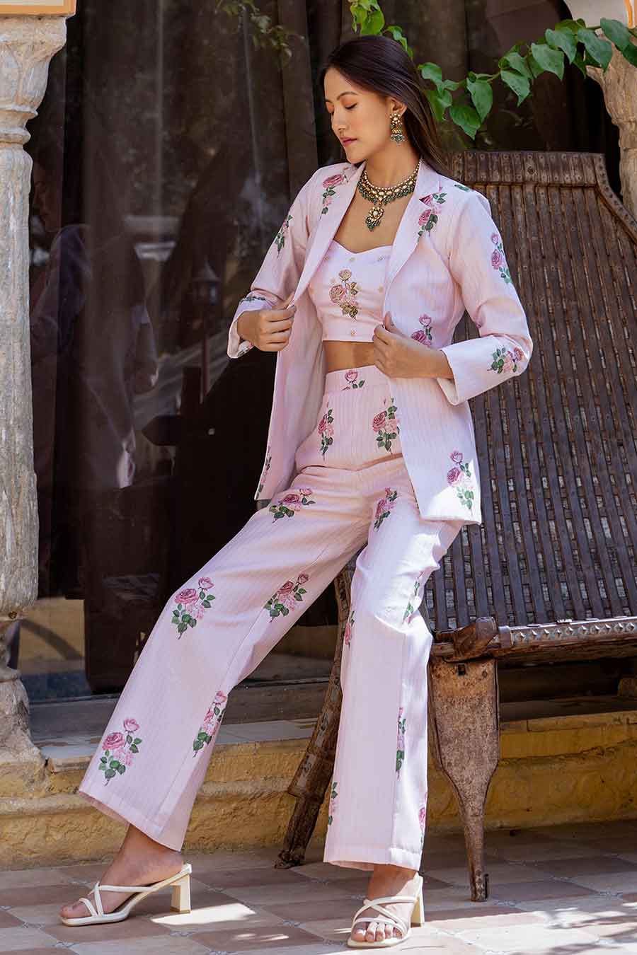 Sweet Pink Striped Pant Suit