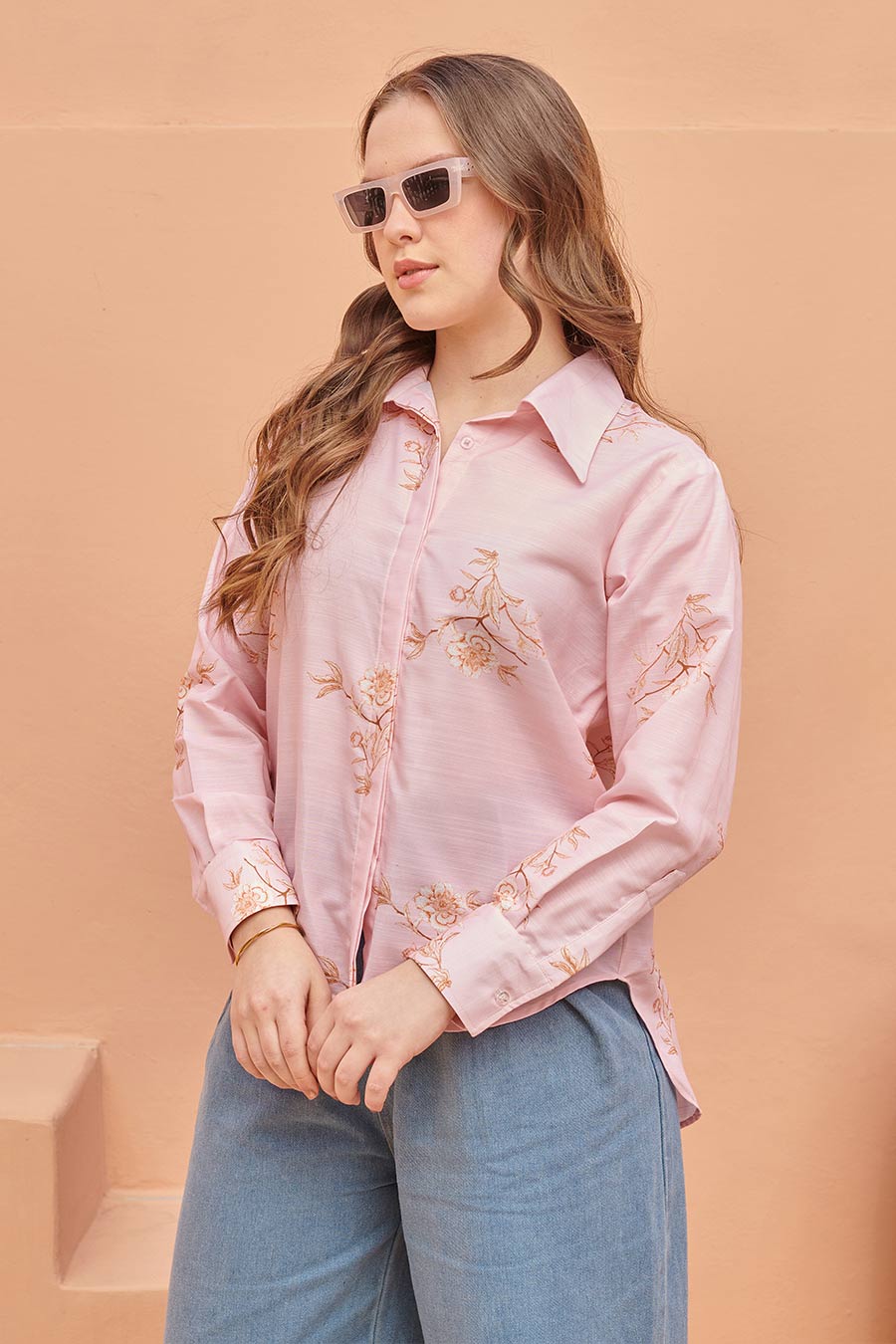 Rosewood Pink Floral Printed Shirt