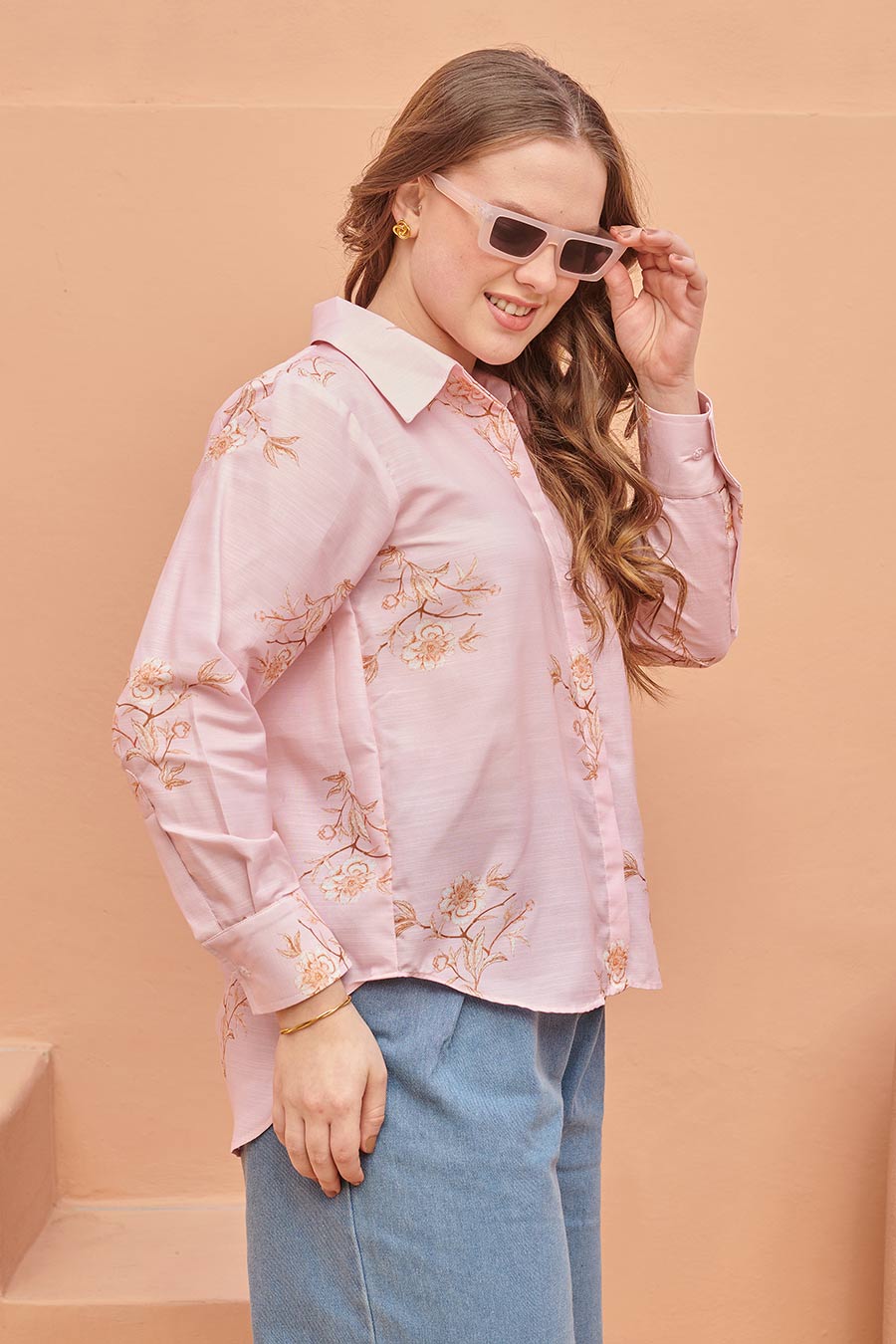 Rosewood Pink Floral Printed Shirt