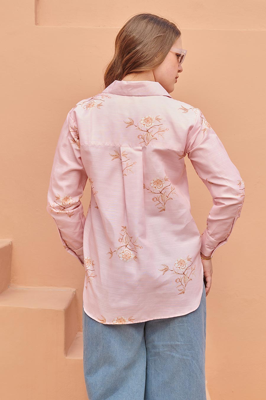 Rosewood Pink Floral Printed Shirt