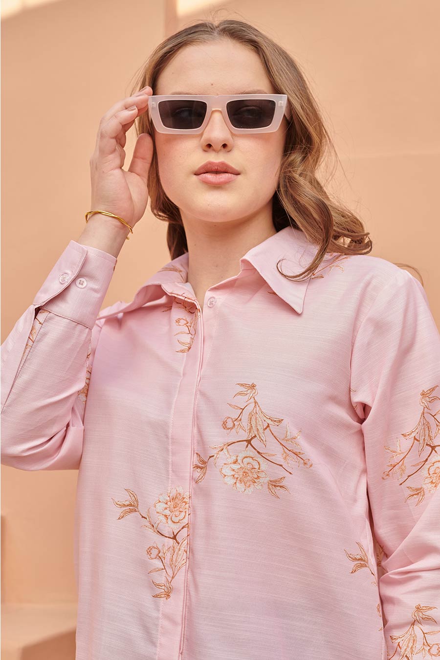 Rosewood Pink Floral Printed Shirt