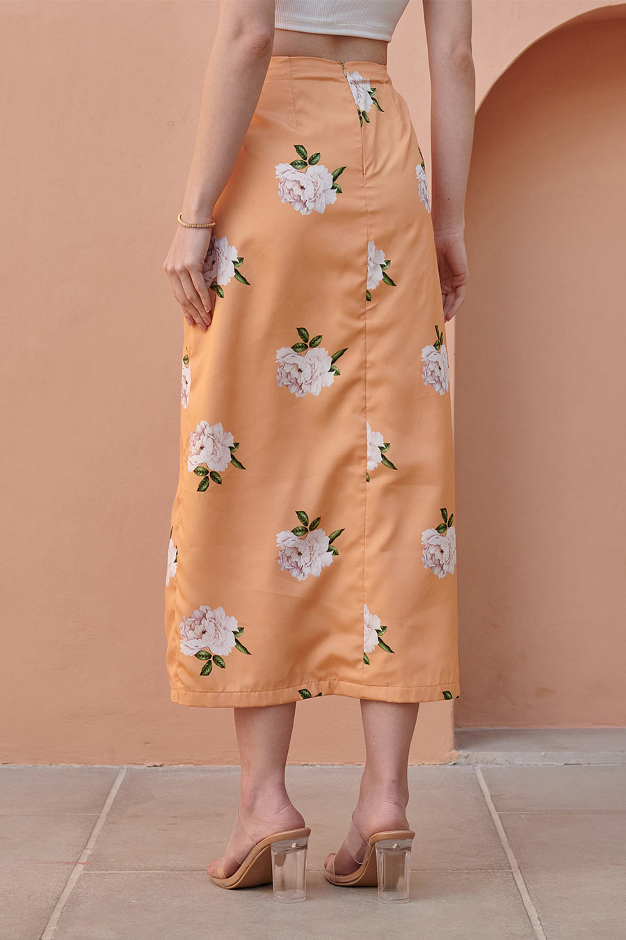 Pale Orange Midi Knotted Skirt