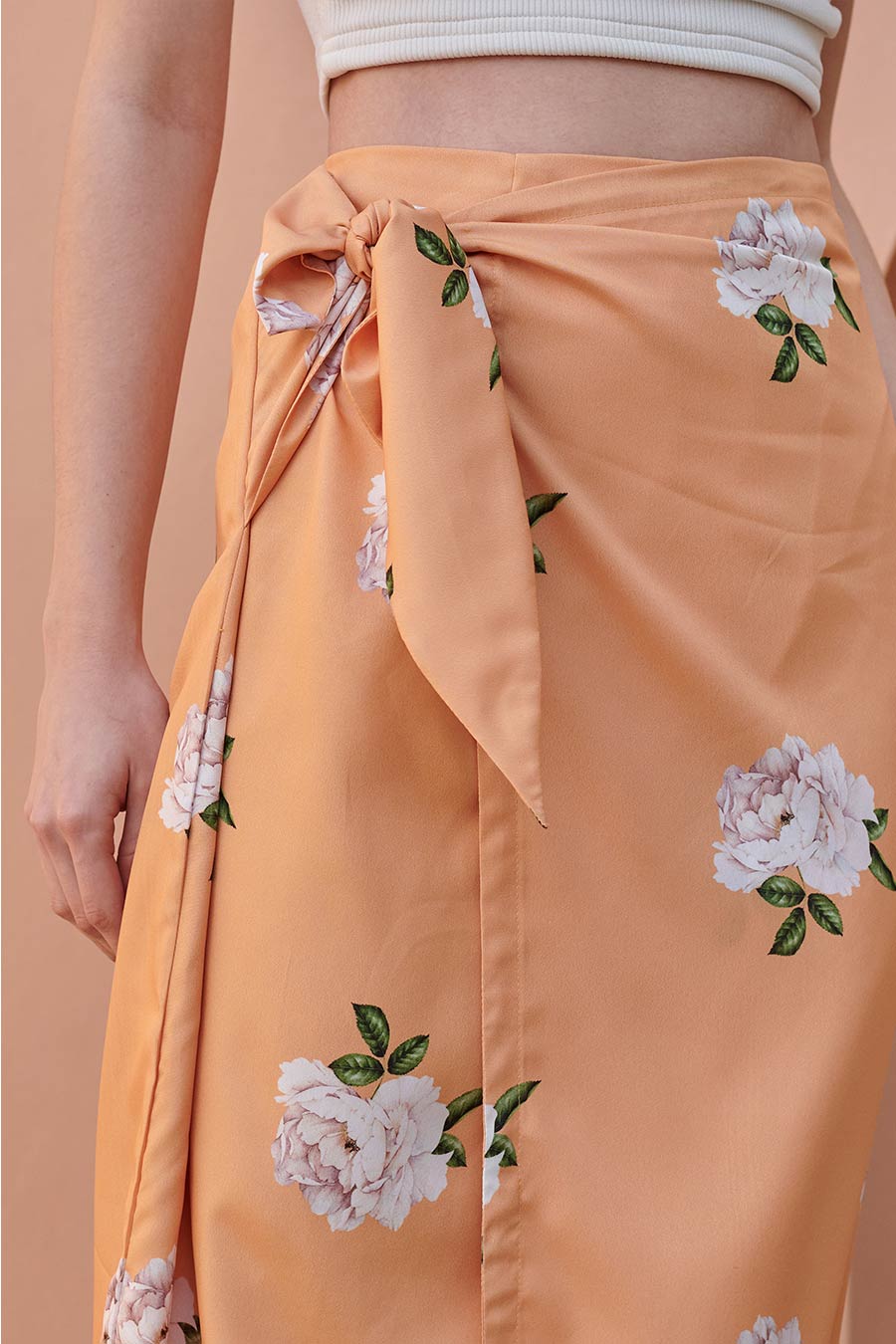 Pale Orange Midi Knotted Skirt