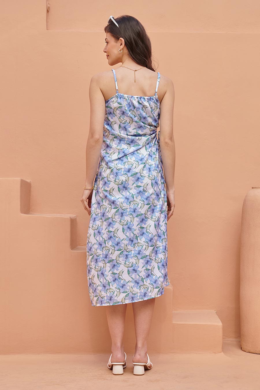 Cloud White Printed Midi Dress