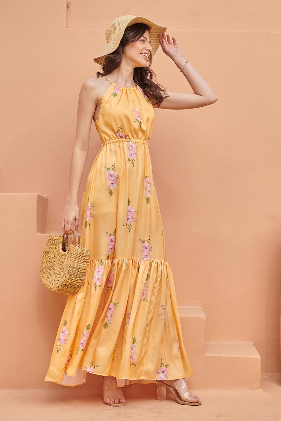 Jasmine Yellow Printed Tiered Maxi Dress