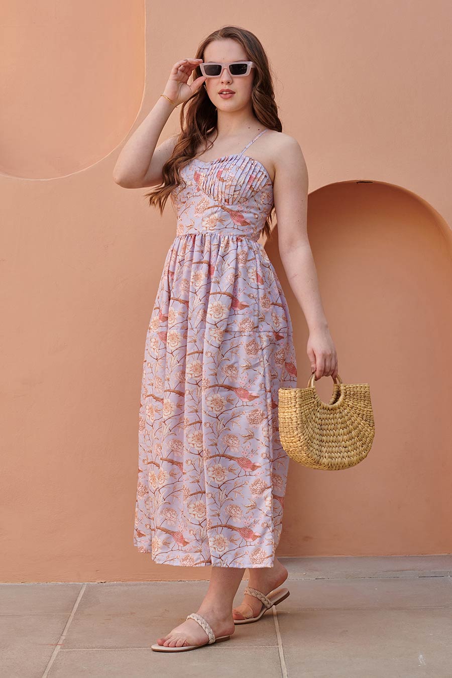 Heather Purple Corset Midi Dress