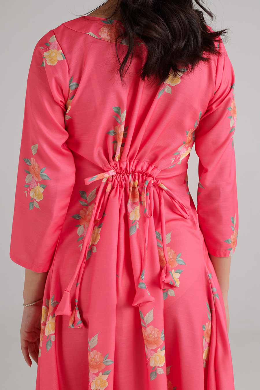 Hot Pink Floral Print Dhoti Jumpsuit