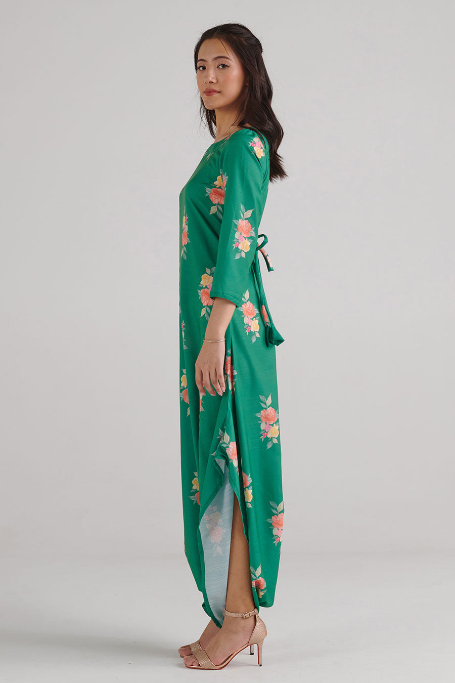 Jade Green Floral Print Dhoti Jumpsuit