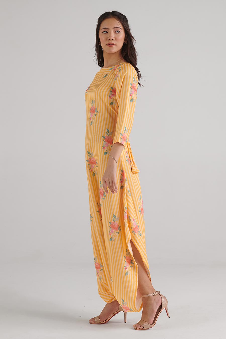 Amber Yellow Striped Dhoti Jumpsuit