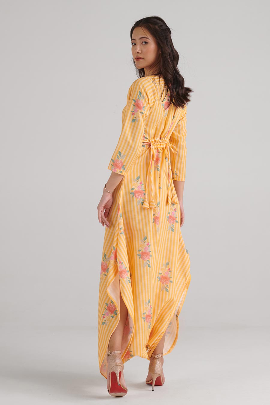 Amber Yellow Striped Dhoti Jumpsuit