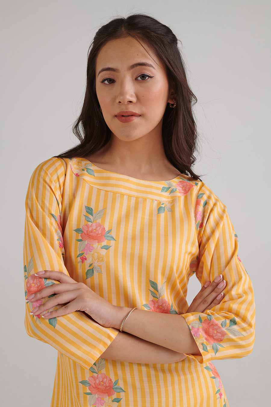 Amber Yellow Striped Dhoti Jumpsuit