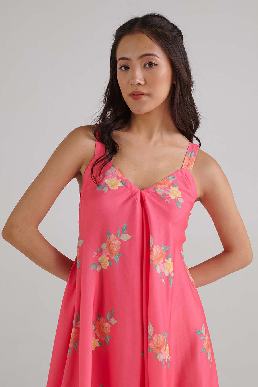 Hot Pink Floral Print Palazzo Jumpsuit