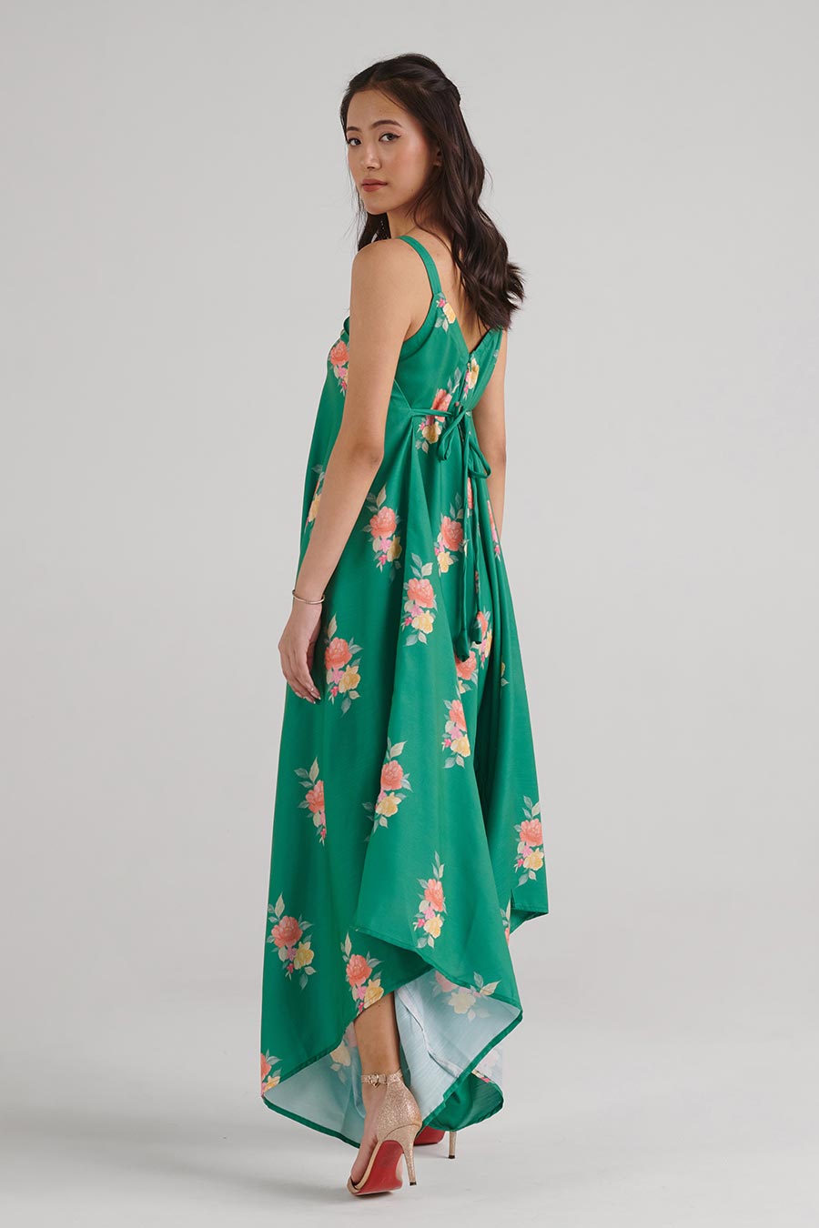 Jade Green Floral Print Palazzo Jumpsuit