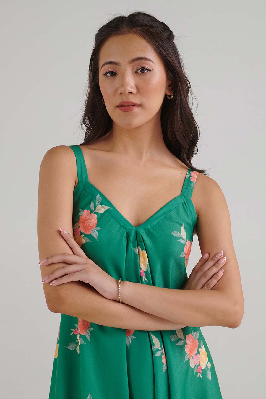 Jade Green Floral Print Palazzo Jumpsuit