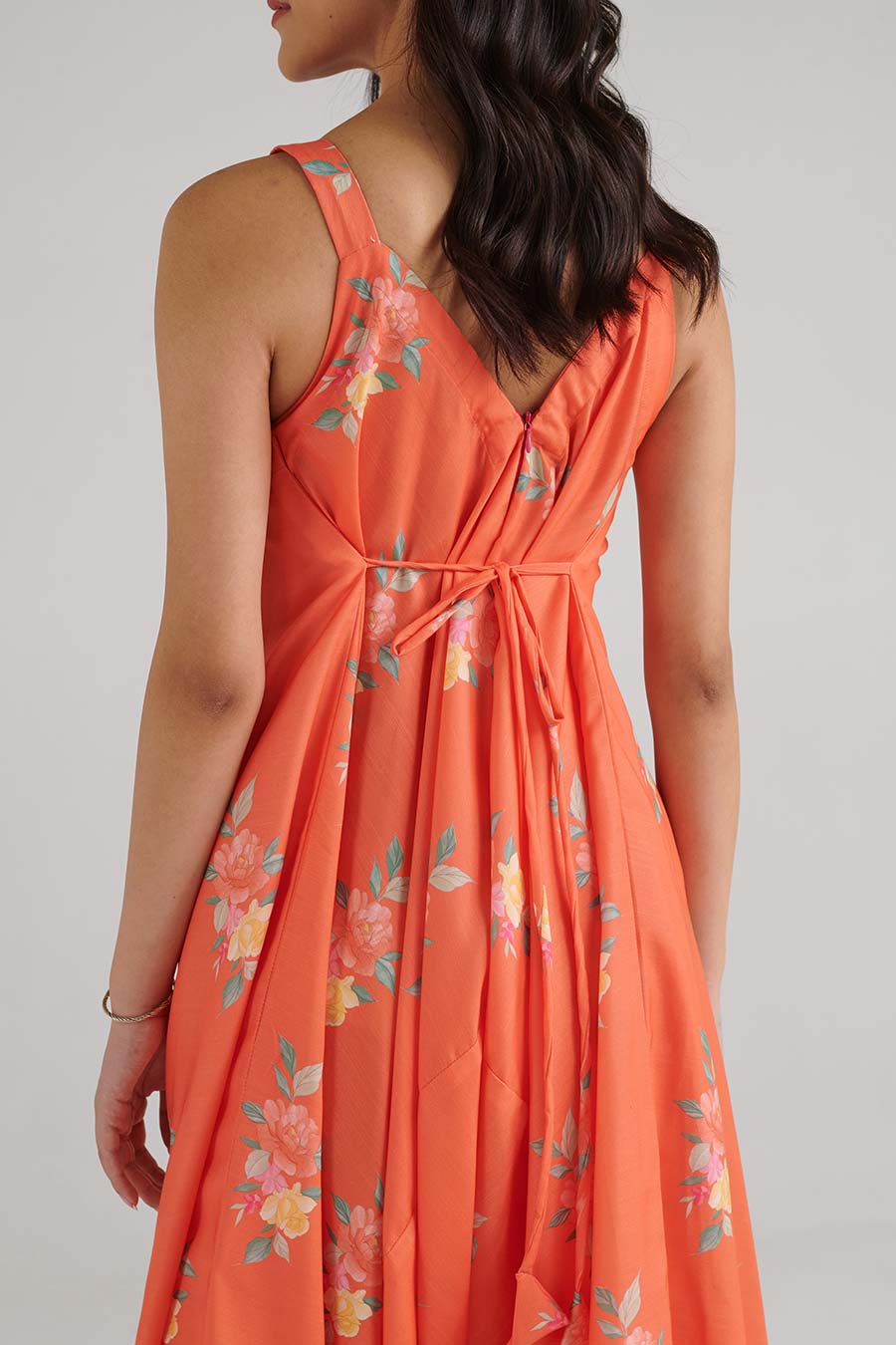 Bright Orange Floral Print Palazzo Jumpsuit