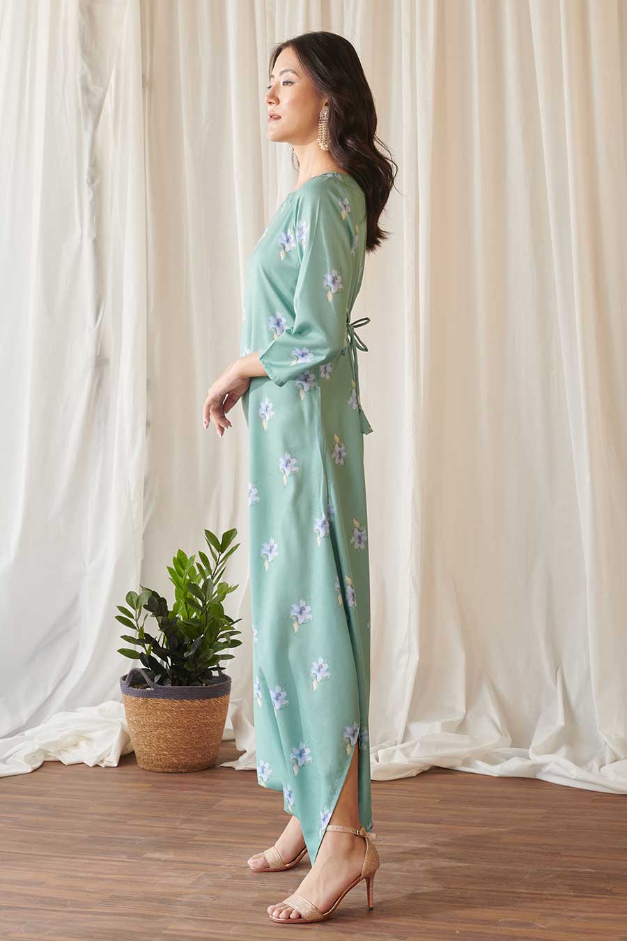 Seagreen Floral Print Dhoti Jumpsuit